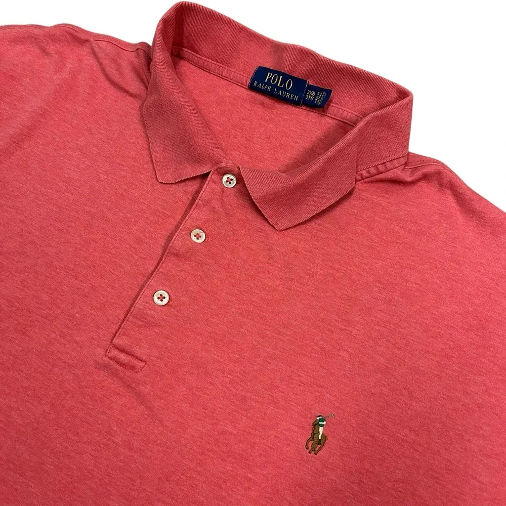 Polo Ralph Lauren Polo Shirt Mens 3XB Big Salmon‎ Pink Cotton Preppy Casual
